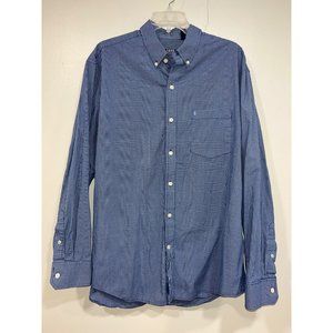 Izod Mens Button Dress‎ Shirt Premium Essentials Blue Size Large